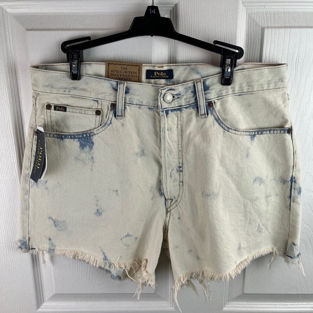 Polo Ralph Lauren Sprighton Boyfriend Cut Off Denim Shorts Acid Washed Size 29